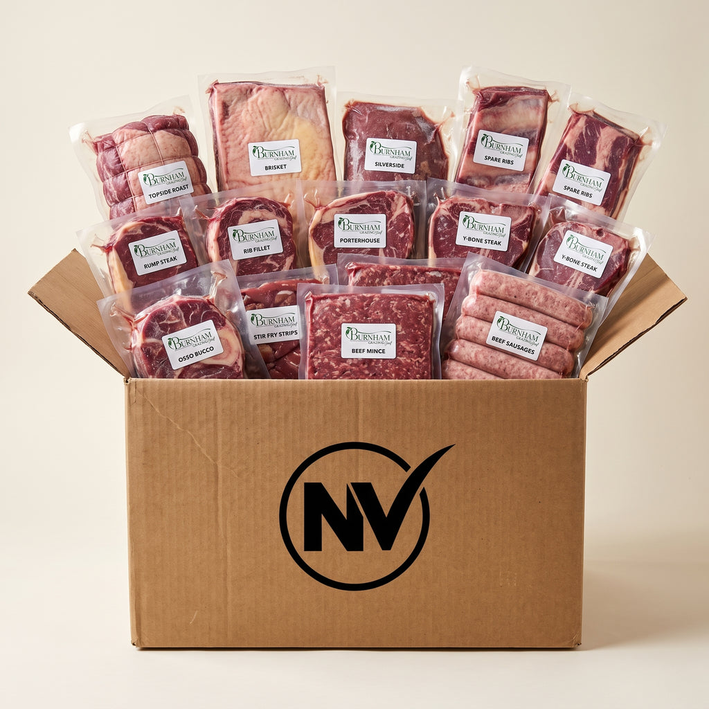 The Freezer Fill, Burnham Grazing packed in an NV box, every vacuum pack labelled
