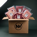 The Weeknight Box, Esk Beef packed in an NV box, every vacuum pack labelled