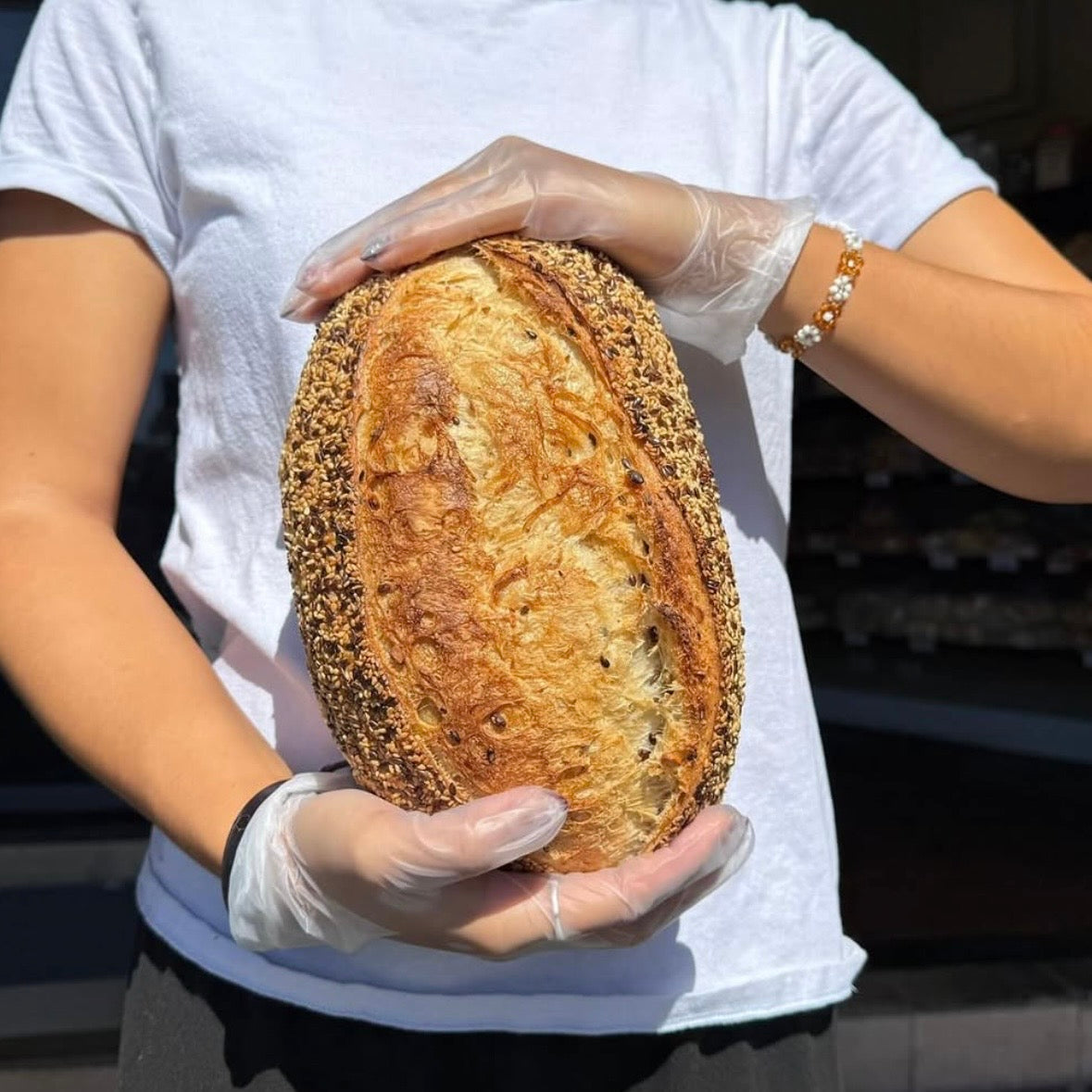 Austin Baking Co organic seeded sourdough, baked in Newstead