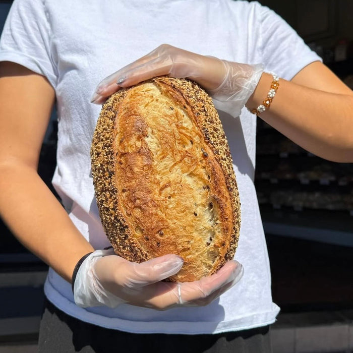 Austin Baking Co organic seeded sourdough, baked in Newstead